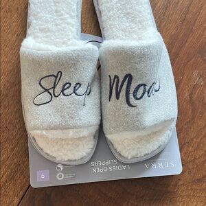 Serra Gray and White Ladies Open Slippers